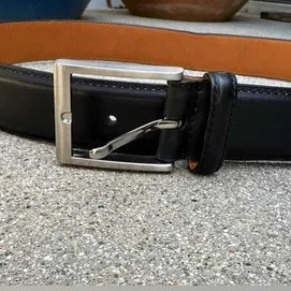 Magnanni Carbon Black Leather Belt size 110CM